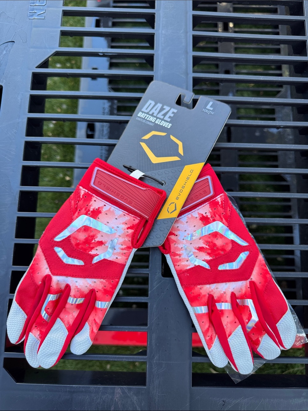 EvoShield Daze Youth Batting Gloves in Scarlett